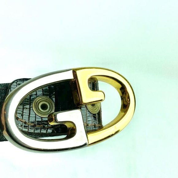 Gucci Lizard Brown Bicolor Belt 7g616 main image 5